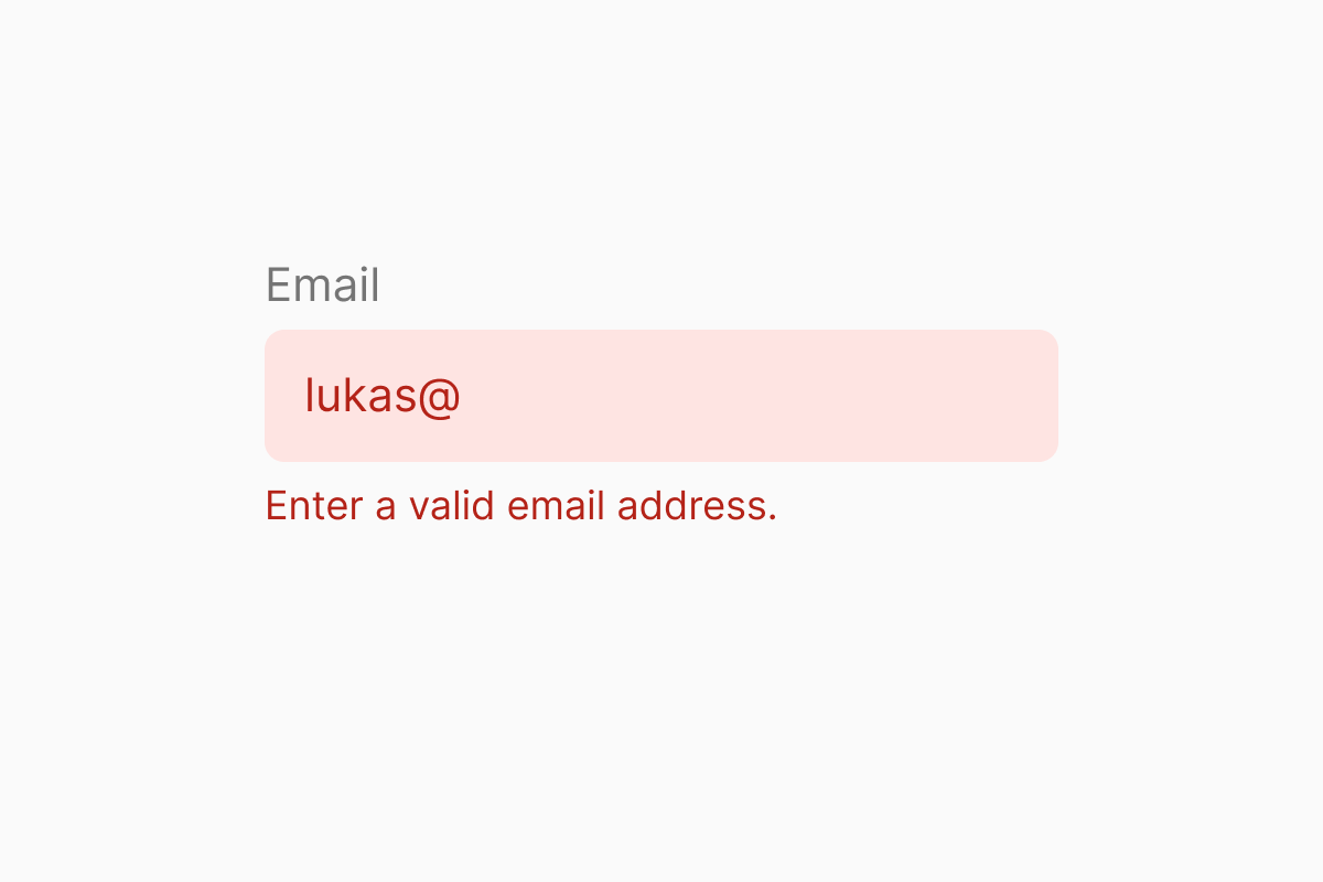 Preview of a simple form with error state
